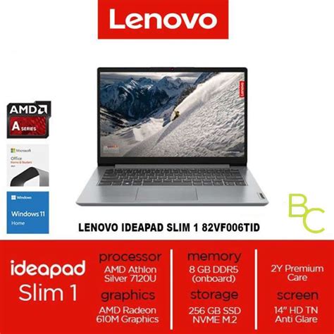 Jual LENOVO IDEAPAD SLIM1 14 Athlon Silver 7120U 8GB 256GB SSD W11 OHS