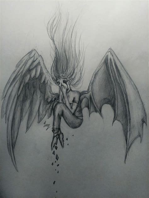 Half Angel Half Demon Half Angel Half Demon My Drawings Humanoid Sketch