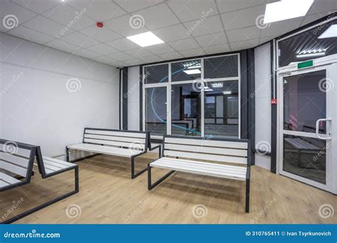 Waiting Room With Wooden Benches At A Train Station Stock Image Image