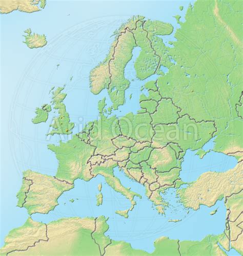 Relief Map Of Europe With Cities