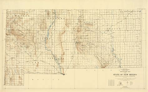 Topographic Map Of The State Of New Mexico Southern Art Source International