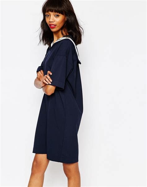 Monki Contrast Sailor Bib Dress At Bib Dress Latest Fashion