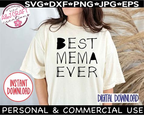 Best Mema Ever Svg Best Mema Svg Grandma Svg Files Mothers Day Svg Most Loved Mema Best