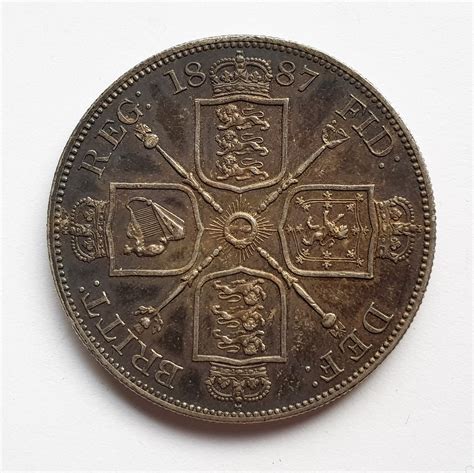 1887 Queen Victoria Silver Double Florin T M J Hughes Coins