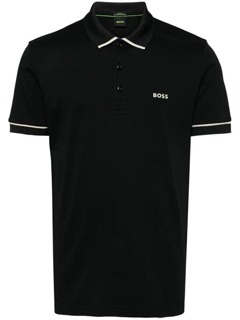 Boss Camisa Polo Trama Entrela Ada Preto Farfetch Br