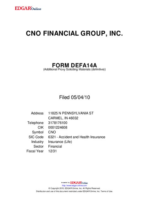 Fillable Online CNO FINANCIAL GROUP INC FORM DEFA14A Additional