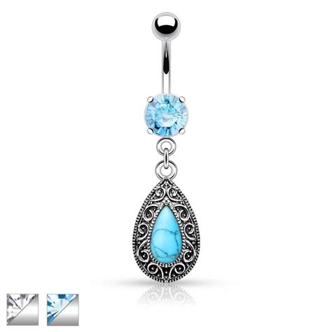 Piercing Nombril Larme Turquoise