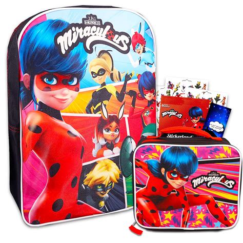 The Miraculous Ladybug Backpack Set 3 Pc School Supplies Bundle With