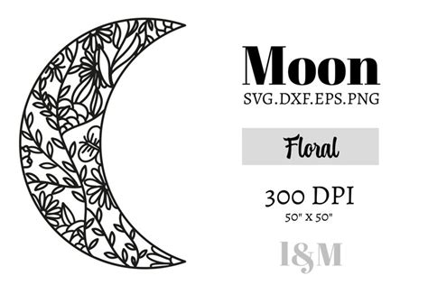 Moon Svg Boho Svg Floral Svg Boho Floral Moon Svg