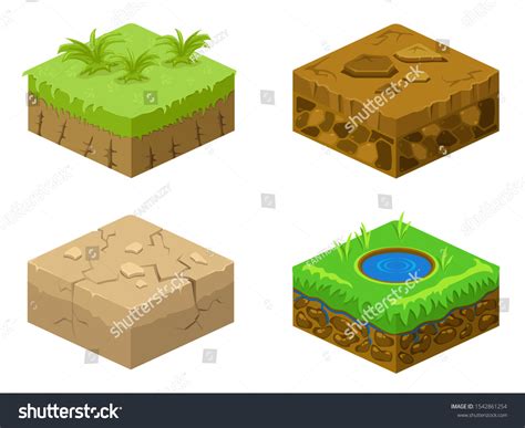 Isometric Platforms Set Different Soil Textures