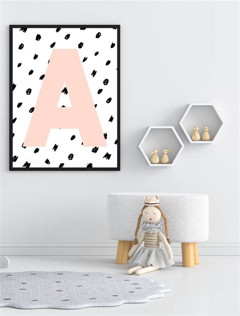 Kinderzimmer Monogramm Initial Print Personalisierte Initiale Dot