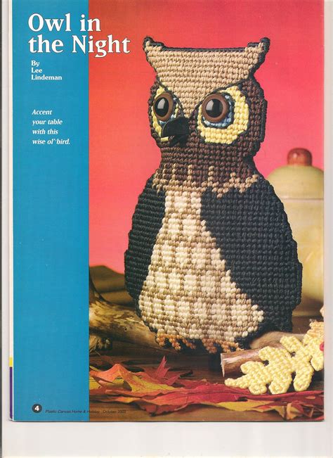 Plastic Canvas Digital PDF Pattern Vintage Owl In The Night Etsy