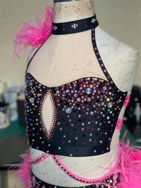 Custom Dance Costume Hot Pink Jazz Pc With Ostrich Boa Etsy