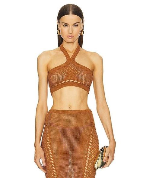 Michael Costello X Revolve Mateo Halter Top In Brown Lyst