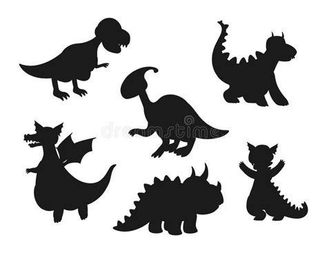 Bundle Of Dinosaurs Set Silhouettes Vectorzip Dinosaurs Set