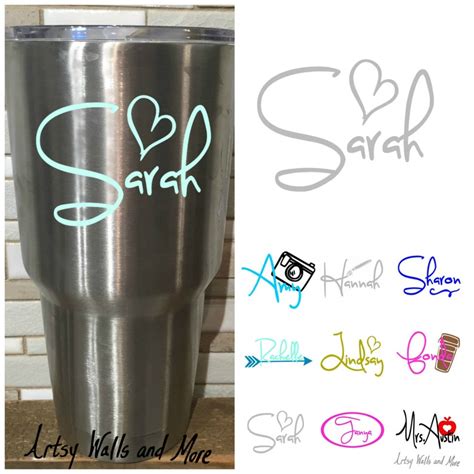 Vinyl Decal Name On Yeti Cup Monogram Name Vinyl Decal Any Etsy