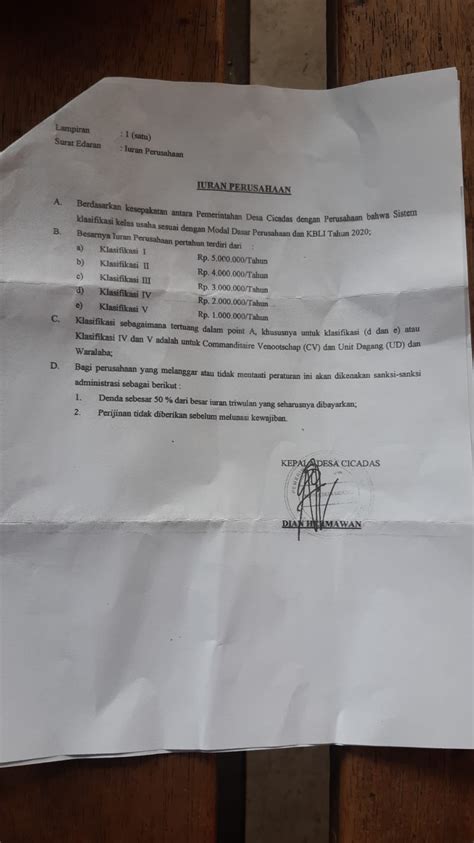 Kontroversi Iuran Wajib Untuk Perusahaan Yang Diminta Pemdes Cicadas