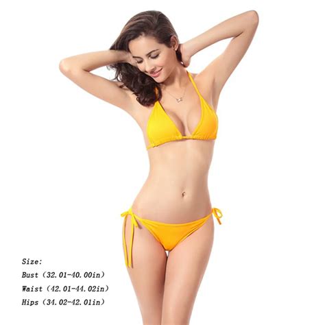 Women Sexy Pure Color Swimsuit Two Piece Suits Sling Bikini Triangle