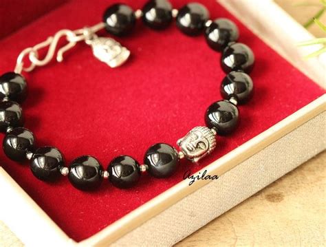 Buddha Black Onyx Gemstone Silver Bracelet Jewellery At ₹1250 Azilaa