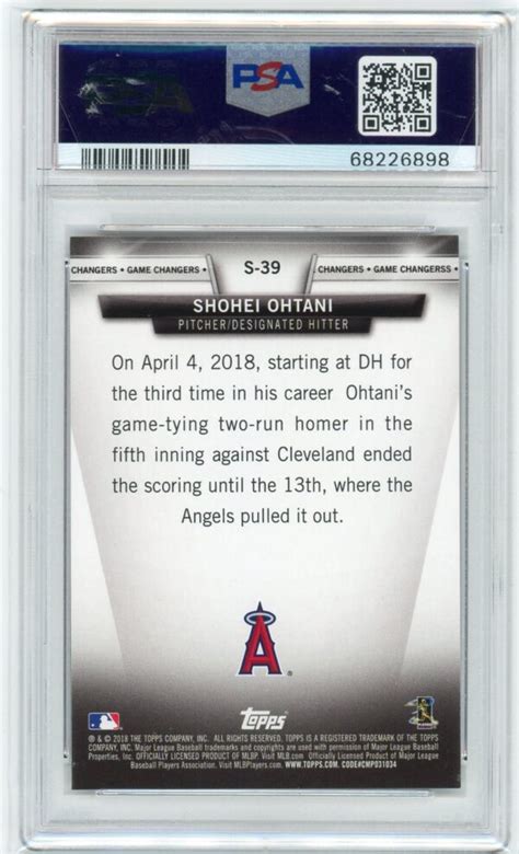 2018 Topps Update Shohei Ohtani RC PSA 9 Salute S 39 Rookie Card Hall