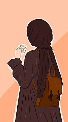 Muslimah Cartoon Background With Hijab Wallpaper Image For Free Download - Pngtree