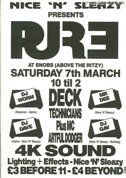 Nice N Sleazy March Pure Hardcore Flyers