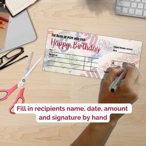 Bank Of Mum And Dad Birthday Cheque Gifting Cheque Template Euros