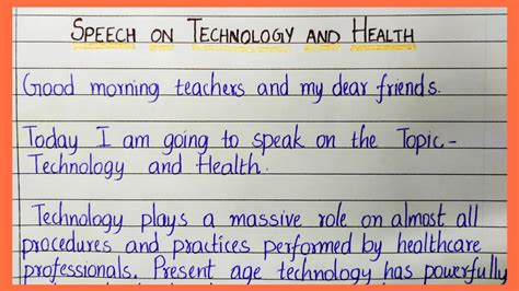 Speech On Technology And Health International Writings Speech