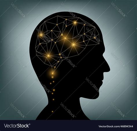 Abstract Polygonal Human Brain In Human Head Vector Image