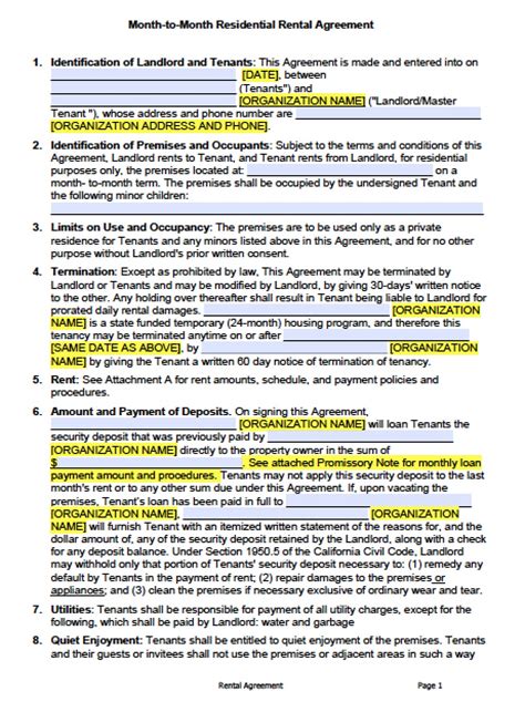 Free Printable Rental Agreement Form California Printable Forms Free