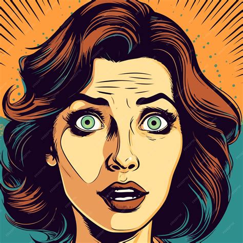 Premium Vector Face Of An Admiring Or Surprised Woman Retro Pop Art