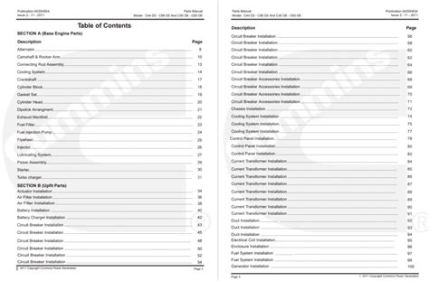 Cummins Generator Set C44 , C55 , C66 , C40 , C50 , C60 Parts Manual