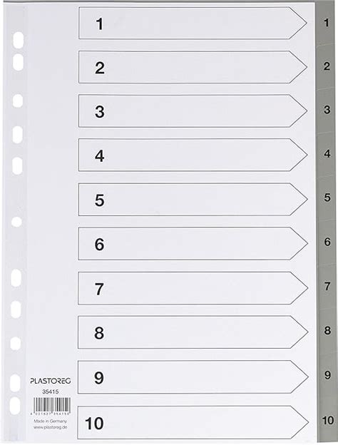 Er Set Teiliges Register Trennbl Tter Aus Pp Din A Mit Zahlen