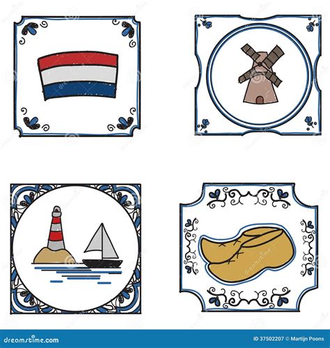Dutch Culture Icons Freehand Cartoon Vector | CartoonDealer.com #96640921