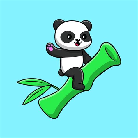 Premium Vector Cute Panda Riding Bamboo Cartoon Vector Icons Illustration