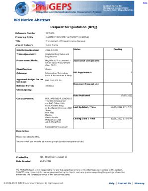 Fillable Online Bid Notice Abstract Request For Quotation Rfq