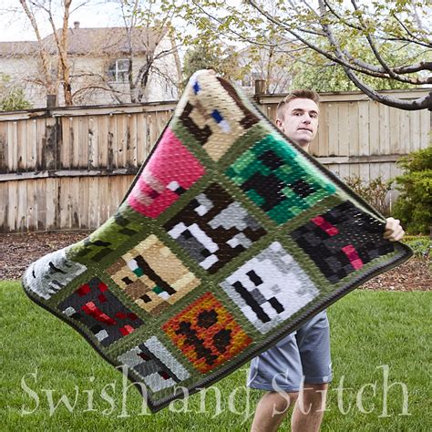 Minecraft C2c Crochet Afghan Zombie Block Swish And Stitch