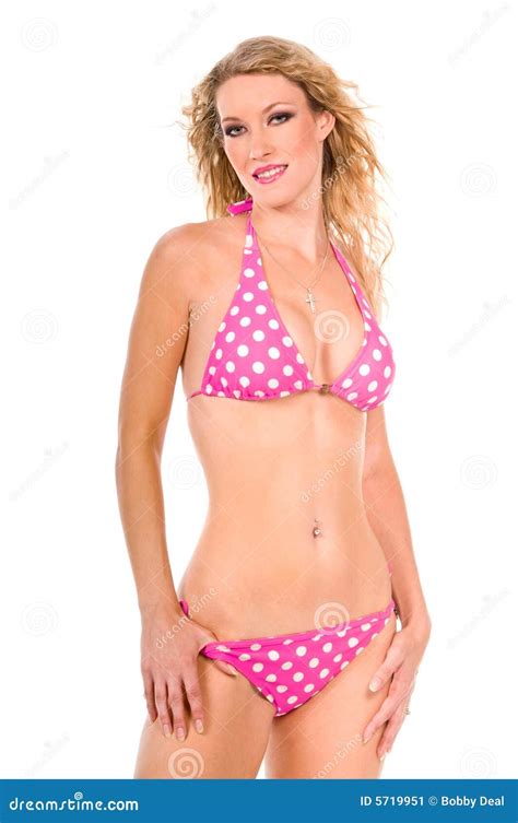 Pink Polka Dot Bikini Stock Image Image Of Blond Caucasian 5719951