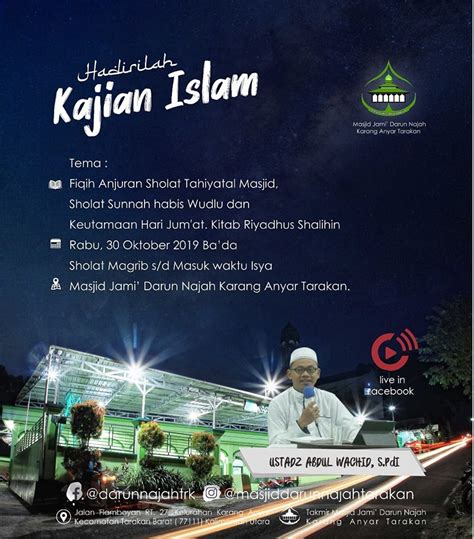 Hadirilah Kajian Islam Kitab Riyadhus Shalihin Di Masjid Darun Najah