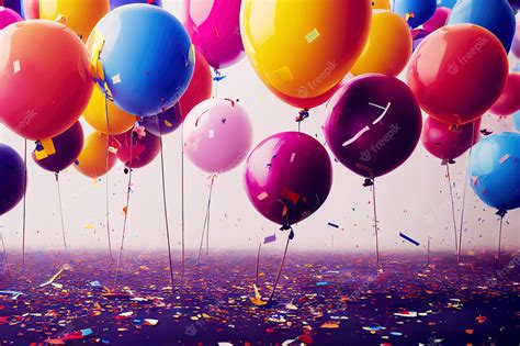 Premium Photo Background Of Colorful Balloons And Confetti