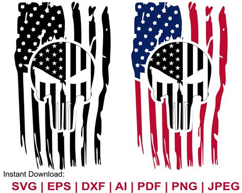 American Punisher Flag Svg Punisher Skull Svg Sugar Skull Etsy