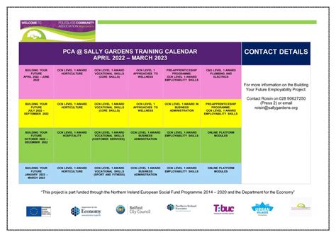 Building Your Future Training Calendar Sept 2022 March 2023 Poleglass