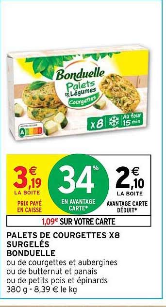 Promo Palets De Courgettes X Surgel S Bonduelle Chez Intermarch