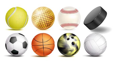 Sport Balls Vector. Set Of Soccer, Basketball, Bowling, Tennis, Golf ...