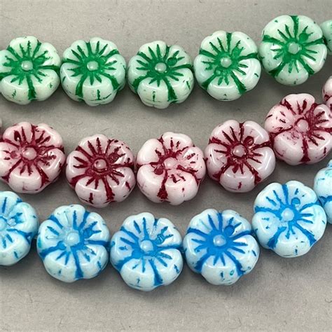 Blue Flower Beads Etsy