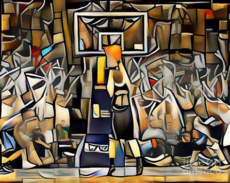 Basketball Free Throw In Vibrant Contemporary Cubism Colors 20210527