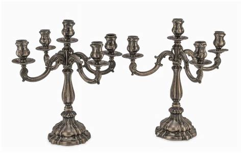 Coppia Di Candelabri In Argento Vercelli Asta Asta