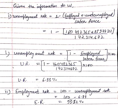 [solved] Please Calculate The Unemployment Rate The Employment Rate And Course Hero