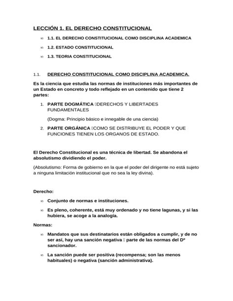 LecciÓn 1 El Derecho Constitucional