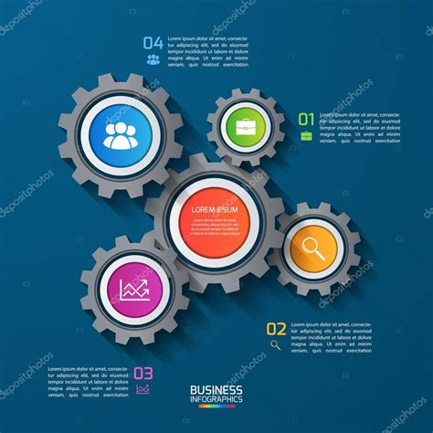 Plantilla De Infografía Vectorial Con Engranajes Ruedas Dentadas